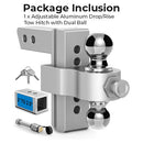 Adjustable Aluminum Drop/Rise Tow Hitch with Dual Ball