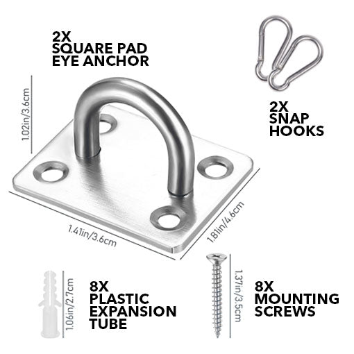 Heavy Duty Steel Pad Eye Anchor & Snap Hooks