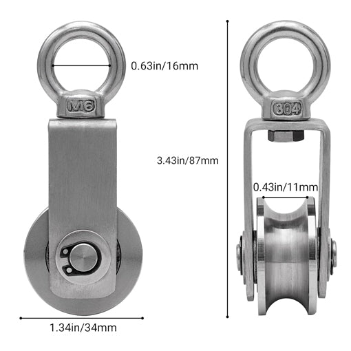 Stainless Steel 304 Bearing Pulley U/V Groove For Lifting Sliding Door Track Wheel - Ball Bearing, Bearing Roller