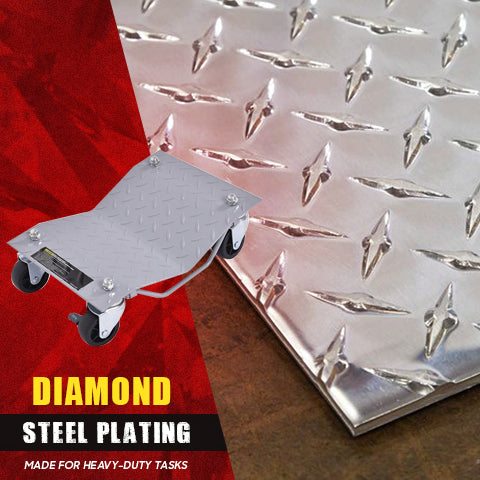 Diamond Steel Plating of 4 PCS Car Wheel Dollies