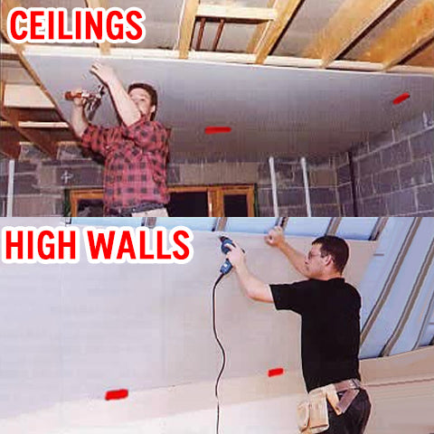 Easy installation of boards on ceilings and high walls using the Plasterboard Fixing Tool